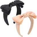 BEGOOD Knotted Fashion Bowknot Headband - Neutral Elastic Hairbands for Women, Cute Hair Hoops and Hair Accessories, Solid Color 2Pcs
