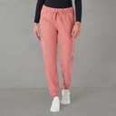 Hanes Women's Scrubs Cargo Joggers, Healthcare Scrub Joggers for Women, Moisture Wicking (Pink, L)