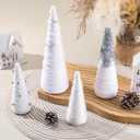 Suzile 4 Pcs Boho Christmas Yarn Tree 10" 8" 7" Christmas Cone Trees Boho Xmas Tabletop Decor Tree for Farmhouse Xmas Holiday Table Centerpiece Winter Mantle Decor