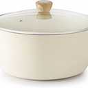 SENSARTE Ceramic Nonstick Stock Pot with Lid, 2.6/4.5/6.6/8.5 QT Soup Pot Casserole Pot, Non-toxic Healthy Pasta Pot, Large Cooking Pot Stew Pot, Induction Compatible, PFOA PFAS PTFE Free, White