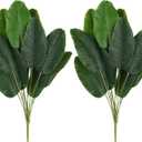 Artificial Banana Trees, 2 Pcs 26" Fake Banana Leaves Artificial Plants Greenery for Vase Home Office Tropical Wedding Indoor Outdoor Decor