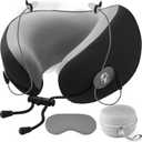 CNAOA Travel Pillow for Airplanes, Neck Pillow eases Neck and Shoulder Pain on Long Flights, Adaptive Memory Foam Sleep Support, Portable Carry Case, Eye Mask and Earplugs Travel Set(Black)