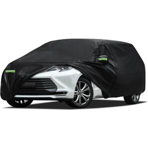 Car Cover Custom Fit for Toyota Sienna 1997-2026, Migaven Waterproof Full Exterior Cover Sun Rain Protection with Door Zipper and Cotton Lining, Black