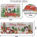 2 x Christmas Kitchen Rugs Set of 2, Christmas Rugs for Kitchen, Farmhouse Christmas Tree Truck Merry Christmas Kitchen Mats, Winter Home Decor Low-Profile Kitchen Rugs, 16x24 and 16x47 Inch