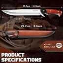 Freelander Fixed Blade Knife, 8.9" Full Tang Outdoor Hunting Knife with Leather Sheath, Survival Knives for Outdoor, Camping, Hiking, Knives for Men
