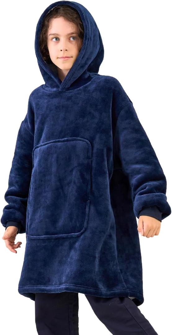 Game Controller Wearable Blanket Hoodie for Boys Gamer Oversized Hoodie for Kids (11-12 Years, Blue)