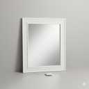 Rattan Trim Wall Mirror, 18' x1.25' x 23.75' , White