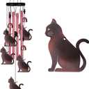 Outdoor Cats Wind Chimes Indoor Decor - Hand-Made Mobile Romantic Windcatcher, Cat Chimes, 28" Cats Wind Chimes for Home, Balcony, Tree, Patio, Garden Decoration, Gift for Mom(4 Tubes, 5 Cats)