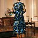 Women's Maxi Dresses 2 Piece Outfit Wedding Guest Cocktail Tea Party Dress Ruffle Lace Floral Casual Formal Evening Dress (XL)