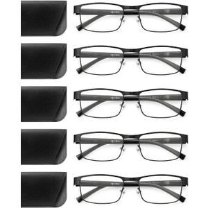 JOLISU 5PCS Reading Glasses Men - Blue Light Blocking Computer Metal Thin Frame Readers For Mens/Women 1.50