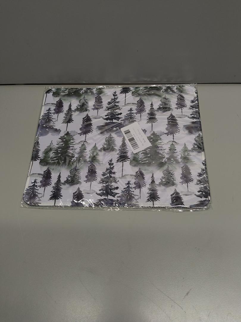 Cute Mouse Pad - Winter Green Fir Forest Square Mousepad Washable Cloth with Non-Slip Rubber Base - Mouse Pads for Desk Computers Laptop Mouse- Home Office Decor Desk Accessories-10x8 Inch