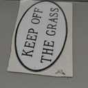 Montague Metal Products SP-28L-WB Keep Off The Grass Oval Statement Plaque, Large, White and Black