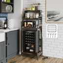 COCOLUCKY 4-Tier Mini Fridge Stand with Storage,Mini Fridge Cabinet with Power Outlet,Pegboard,Bakers Rack with Storage Shelf,Microwave Oven Stand,Mini Fridge Shelf for Dorm(Vintage Brown)