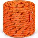 VEVOR Double Braided Polyester Rope, 3/4 in x 220 ft, 24 Strands, 20000 LBS Breaking Strength Outdoor Climbing Rope, Arborist Rigging Rope for Rock Hiking Camping Swing Rappelling Rescue, Orange/Black