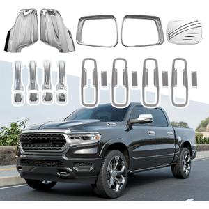 21PCS Exterior Decoration Trim Kit Compatible with 2019-2025 Dodge Ram 1500 Side Mirror Cover ABS Door Handle Cover Gas Tank Cap Cover Replacement for 2019-2025 Dodge Ram 1500 Accessories