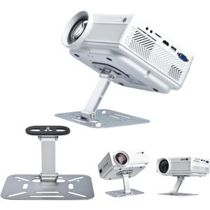 Projector Stand Table, Desktop Foldable Stand, Projector Ceiling Mount, Easy Setup with 180-Degree Adjustment, Compatible w HAPPRUN, TMY, PANSEBA, AuKing, YABER, ONOAYO and Most (Silver)