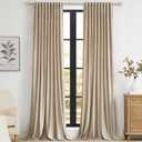 PRIMROSE Champagne Polyester Velvet Curtains 96 inch Long for Living Room,Set of 2 Panels Blackout Rod Pocket Back Tab Window Treatment Room Darkening Heavy Decorative Curtains Drapes for Bedroom