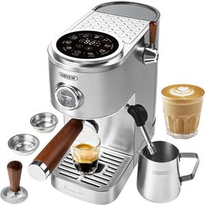 HIBREW H13 Dual Boiler Espresso Machine with LED Touch Screen, 58mm Portafilter in Stainless Steel, PID Control, 20 Bar Pump, 3-Level Steam, Separate Hot Water Spout for Home