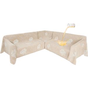 1OO% Waterproof Sectional Couch Covers for Dogs L Shaped Corner Sofa Cover Washable Chenille Sofa Slipcovers Blanket Modern Jacquard Pet Furniture Protector (91"x276", Beige Flower)