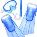 Speedo Aqua Quest Swim Mask, Snorkel & Fins Set (Small/Medium, Blue Ocean)