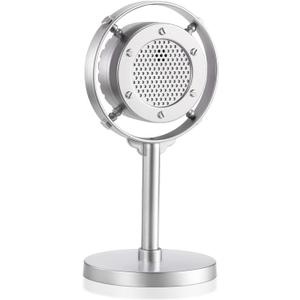 Facmogu Vintage Retro Fake Plastic Mic, Nostalgic Microphone Props for Antique Decoration Collectors, Antique Ring Microphones Model for Vintage Theme Scene Shooting - Silver