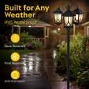 3-Head Solar Lamp Post Light, 73" Solar Lights Outdoor Waterproof, 60Lm 3000K Pathway Lights for Garden, Lawn, Yard