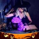 35 Pcs Halloween Bubbling Cauldron DIY with 1 Witch Cauldron 30 Ball Ornaments 1 Lights String 1 Spells Book 1 Bag Cotton 1 Glue for Kitchen Indoor Outdoor Party Decoration