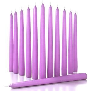 CANDWAX 10 inch Taper Lilac Candles Set of 12 - Unscented Smokeless Dripless Tall Candlesticks - Perfect for Special Occasions, Ordinary Dinners, for Mother's Day - Lavender Candle Sticks
