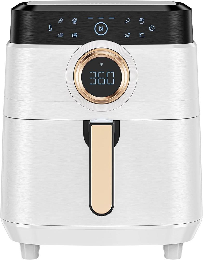 Air Fryer, ALLCOOL Airfryer Oven 8QT Large 1700W 8-in-1 with Touch Screen Air Fryers Dishwasher Safe Nonstick Basket Freidora de Aire 36 Recipes BPA & PFOA Free White