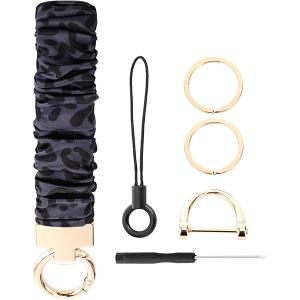 Cute Scrunchie Keychain Wristlet for Women & Men - Stretchy Car Key Holder with D Ring for Gym, Shopping, Travel 2Pack