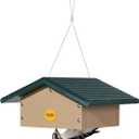 Birds Choice SNUD Recycled Cake Upside Down Suet Feeder, Seed Block Feeder, 1 Suet Cake, 7"L X 6-1/4"W X 4-1/4"H , Taupe w/ Green Roof