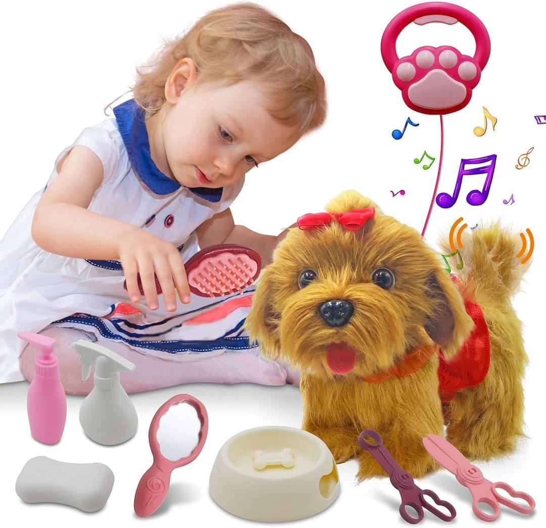 Jaydear Toy Dog That Walk and Bark, Sing, Wag Tail, Lick, Repeat Your Words & Plush Golden Stuffed Puppy for Boys, Girls Toy Dogs