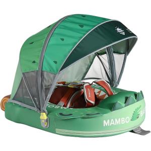 Mambobaby Float Non-Inflatable Baby Float with Canopy, Five-Point Safety System, 3D Canopy(Detachable) UPF 50+, Baby Pool Floats for 3-24 Months, Dual-Mode Toddler Swim Floaties