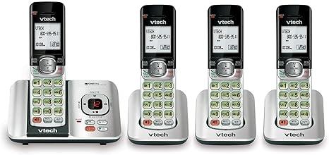 VTech CS6529-4 DECT 6.0 Phone Answering System with Caller ID/Call Waiting, 4 Cordless Handsets, Silver/Black