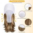 Baseball Cap with Hair Extensions Hat Wig Adjustable Hat Attached Short Straight 14" Synthetic Hairpiece for Women Ginger Brown Mix Bleach Blonde