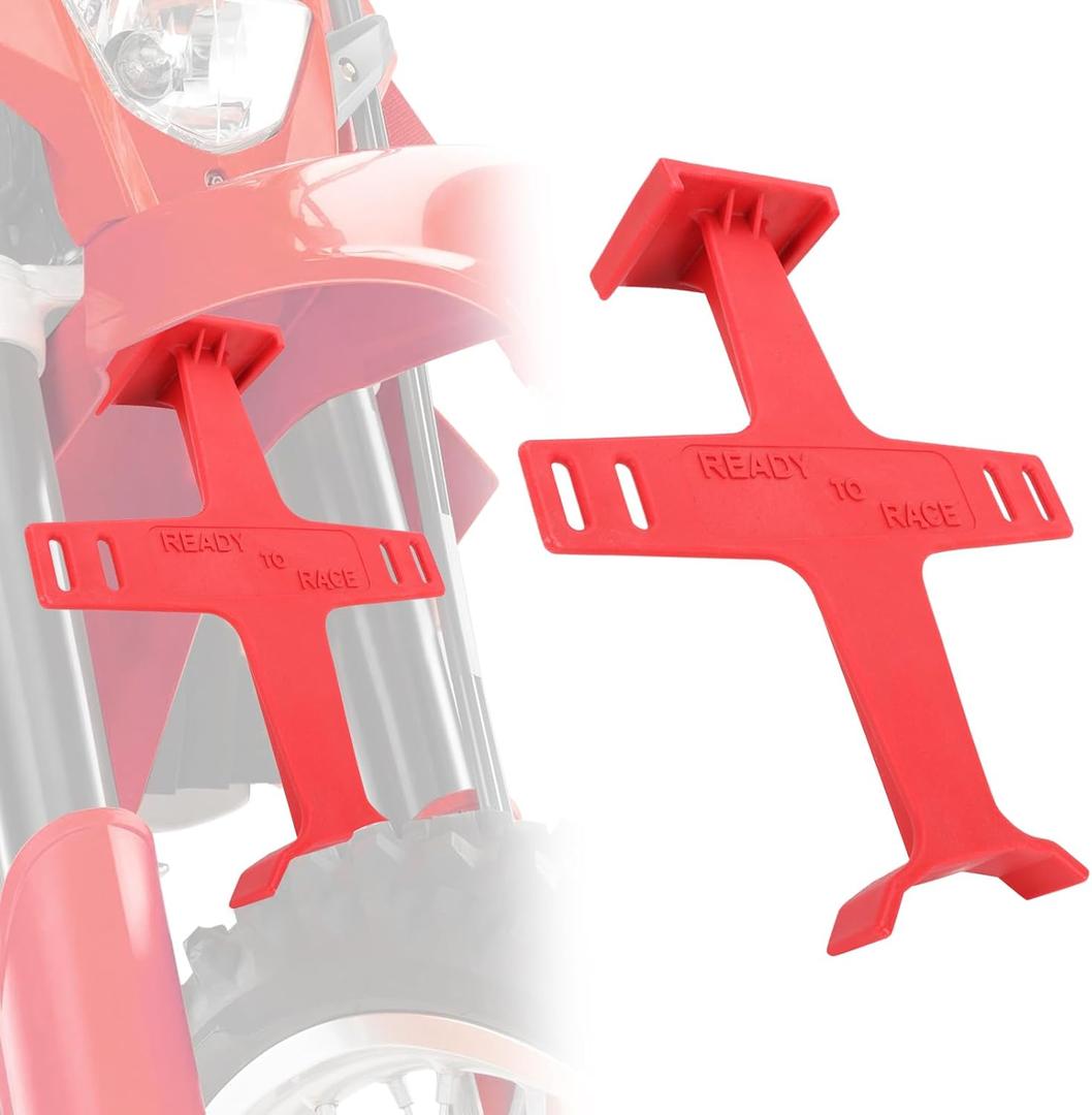 Universal Motorcycle Fork Guard Suspension Support Brace Transportation Tool Tie Down Seal Saver Protection Plastic for Dirt Bike Motocross Accessories Red