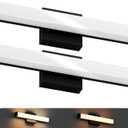 18 Inch Bathroom Vanity Light Fixtures with Night Light: Long Square Wall Mounted LED Lighting Bar Over Mirror with 5CCT & 2200K Color Changing, 120V, 780-900lm, ETL, Matte Black, 2 Packs