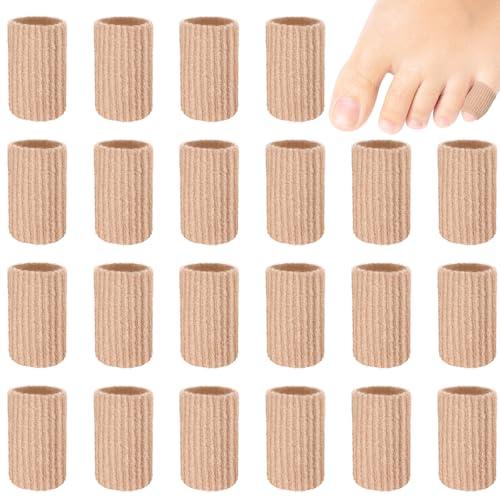Blulu 24 Pieces Toe Tubes 0.98 Inches Cushion Tube Corn Pads for Toes Sleeves Soft Gel Protectors for Cushions Corns Blisters Calluses 3 Size (Skin Color,X-Small)