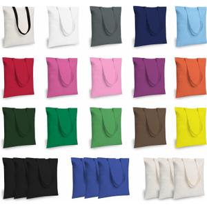 TOPDesign 24-Pack Economical 16"x15" Cotton Tote Bag, Lightweight Medium Reusable Grocery Shopping Cloth Bags, Suitable for DIY, Advertising, Promotion, Gift, Activity (Multi)