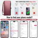 Defencase Compatible with iPhone 14 Pro Case Wallet with RFID Blocking Card Holder for Women Men, Soft PU Leather Magnetic Snap Flip Zipper Strap Wallet Phone Case Fit for iPhone 14 Pro 6.1", Wine Red