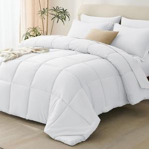 CozyLux Queen Comforter Set White - 7 Pieces Bed in a Bag Queen, All Season Breathable Bedding Sets, Oeko-Tex Certified Bed Set with Down Alternative Comforter, Sheets, Pillowcases & Pillow Shams