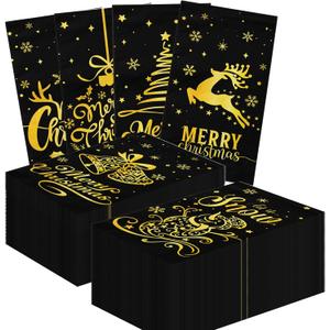 Christmas Cocktail Napkins,40pcs Black and Gold Christmas Paper Napkins Winter Napkins for Winter Holiday Christmas Bathroom Decoration
