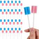 Outus 300 Pcs Toothettes Oral Swabs Disposable Mouth Swabs Sponge Bulk Dental Swabsticks Unflavored for Elderly Adults Mouth Cleaning Oral Cavity Care Health, Pink and Blue (Not Individual Packing)