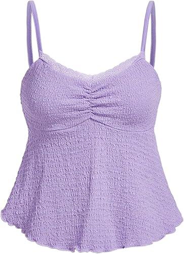 SOLY HUX Women's Peplum Tops Summer Casual Ruched Flowy Going Out Top Spaghetti Strap Tank Camisole, XL
