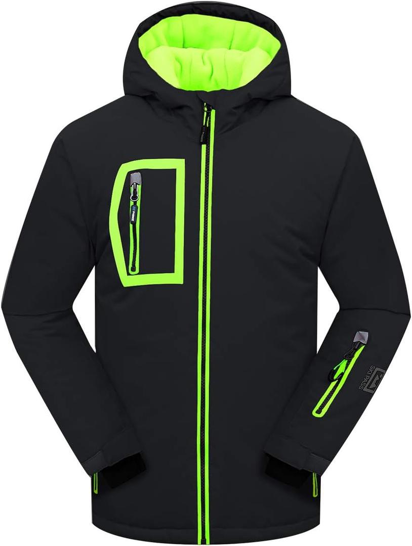 PHIBEE Big Boy's Waterproof Breathable Snowboard Ski Jacket, Size 8 (Black)