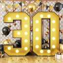 4FT Marquee Light Up 30 Numbers,Glitter Gold Giant Marquee Mosaic Frame Light Up Number for 30th Birthday Party Decorations Mosaic Number 30,DIY Frame Pre-Cut Foam Board Kit