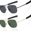 LianSan 2 Packs Premium Aviator Bifocal Reading Sunglasses for Men Women - Retro Sun Readers UV Protection Outdoor Cheaters(Gold&Gunmetal,1.50x)
