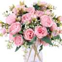 Floweroyal 2 Bunches Peony Artificial Flowers Pink Flowers Silk Peonies Bouquets for Wedding Party Table Centerpieces Floral Arrangement Home Kitchen Decor
