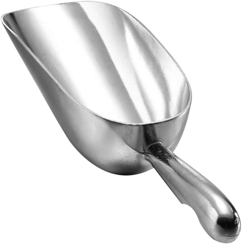 Ice Cube Endurance Scoop, Cast Aluminum Shovel Scoops Kitchen Utility Scoops Set Contoured HandleIdeal for Ice Cube Coffee Bean Food Candy Flour Popcorn Rust Free (12oz Silver)