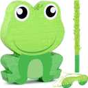 3 Pcs Cow Dog Frog Panda Piata Farm Birthday Party Favors Decorations Supplies Include Large Piata, Stick, Paper Blindfolds for Barnyard Theme Country Outdoor Party Games for Kids (Frog)